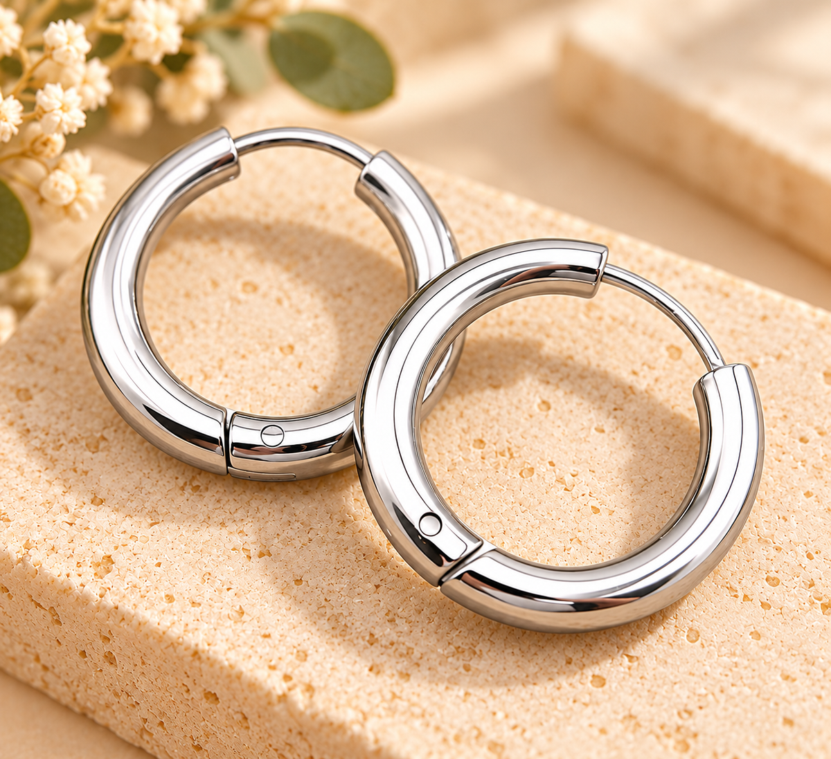 Edelstahl Creolen Silber 26 mm – Glänzende Klappcreolen (Kopie)