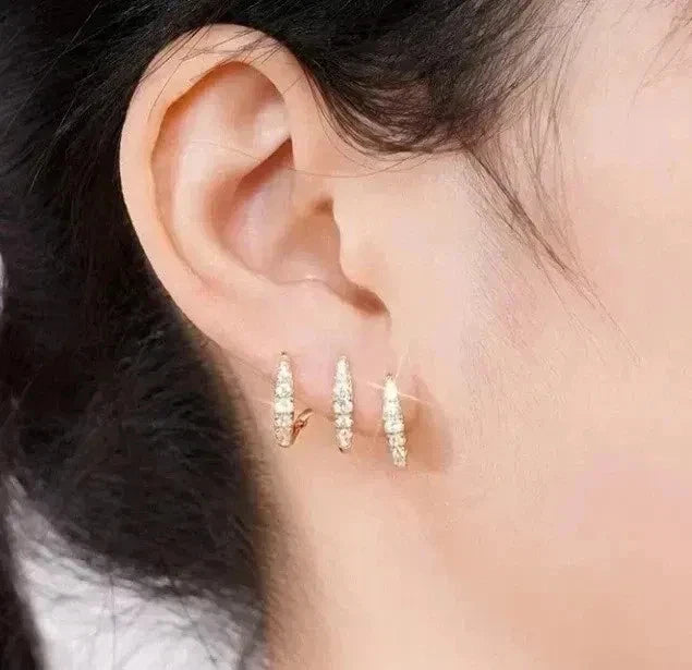 Ear Cuff Ohrringe 18K vergoldet – Zirkonia – 2 cm Damen Ohrstecker