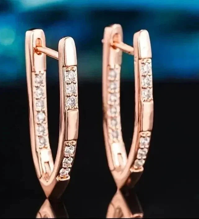 Elegante Ohrringe – Rosévergoldet mit Zirkonia 27mm