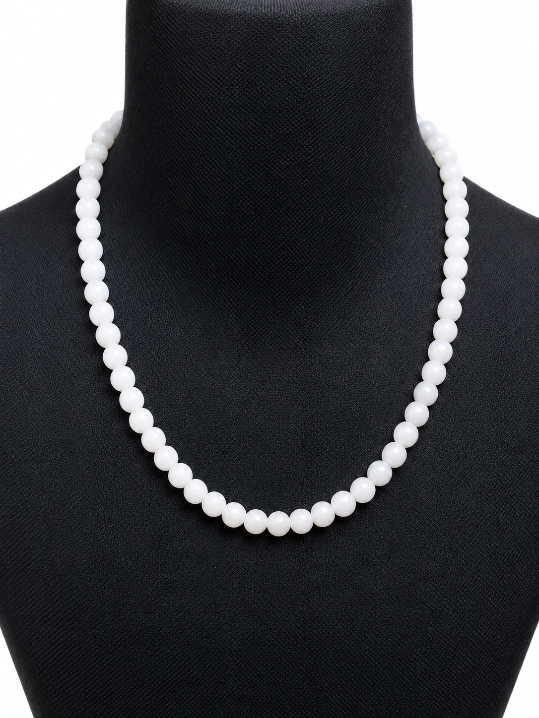 Weiße Achat Halskette 158 ct – 8–10 mm Edelsteinperlen – 50,8 cm (milchig)