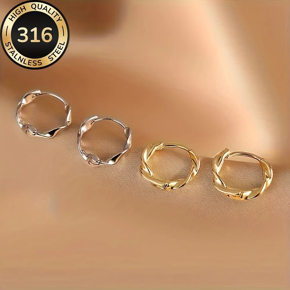 Elegante Ohrringe – 18 Karat vergoldet - Creolen + 1 Paar Silber