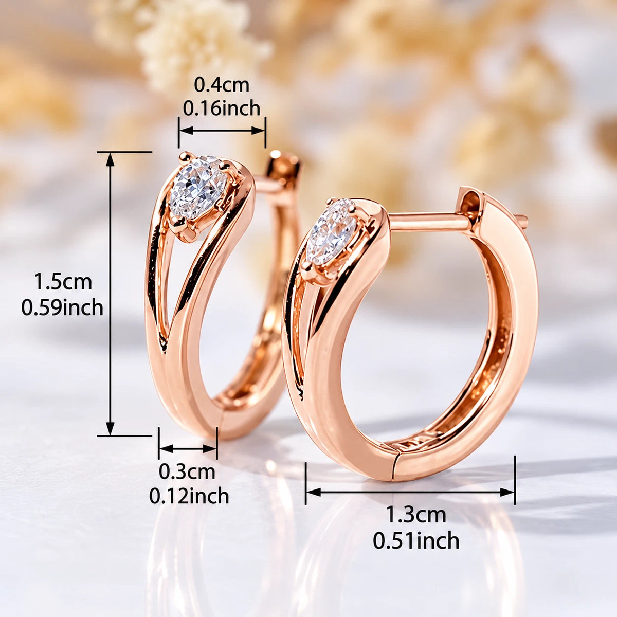 Elegante Ohrringe – Rosévergoldet mit Zirkonia
