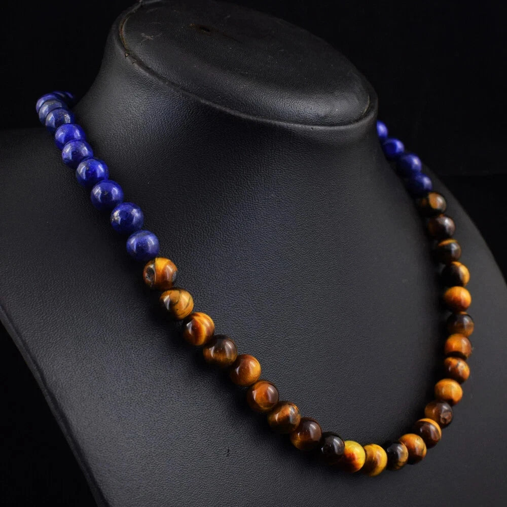 Lapis Lazuli & Tigerauge Edelsteinkette – 8 mm
