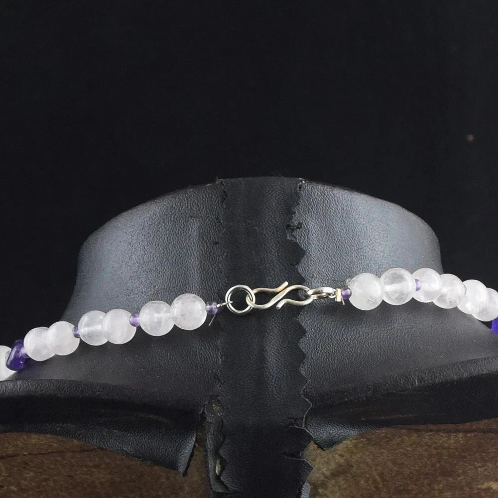 Echte Weißquarz & Amethyst Halskette 43 cm – 133 ct Naturstein – 17 Inch