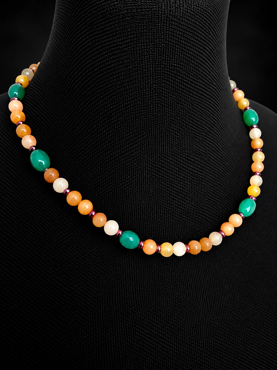 Aventurin & Carneol Edelstein Kette – 50 cm – 6 mm Perlen – 142 ct