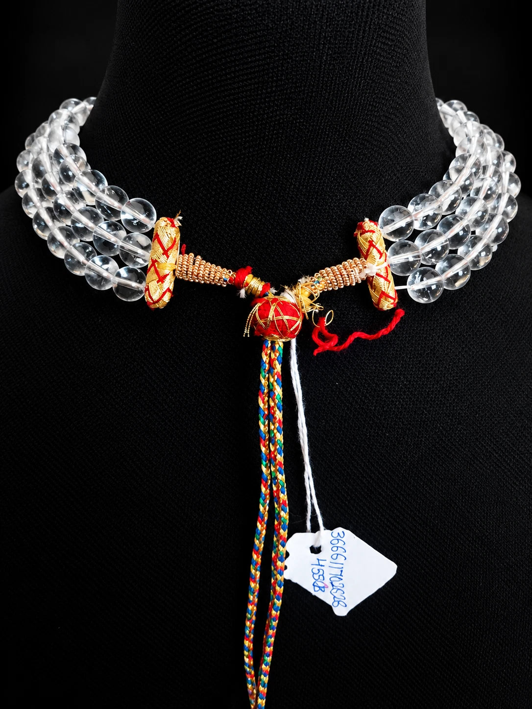 Weißer Quarz Edelstein Kette 3-reihig 54 cm – 8 mm Perlen – 455 ct – verstellbar