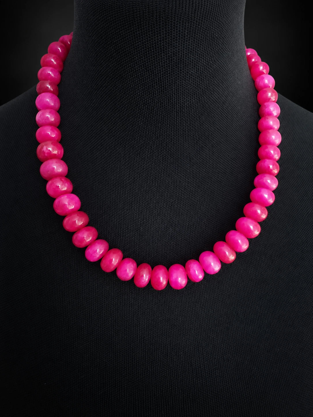 Pink Onyx Edelstein Kette 52 cm – 14 mm Perlen – 600 ct – Statement Schmuck