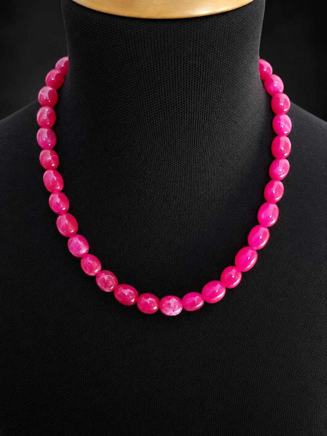 Pink Onyx Kette – 54 cm | ca. 12 mm Perlen | 500 ct