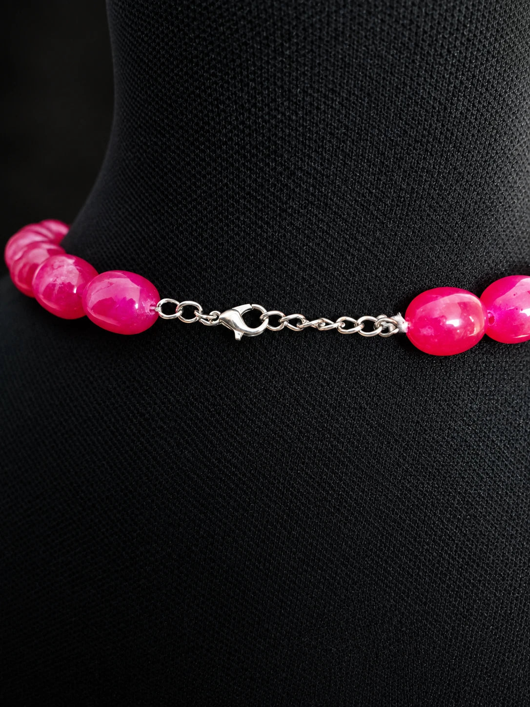 Pink Onyx Kette – 54 cm | ca. 12 mm Perlen | 500 ct