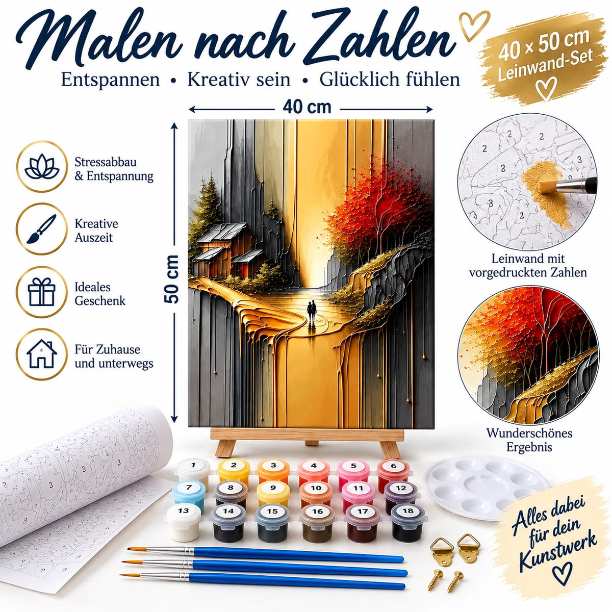 Malen nach Zahlen 40x50 Leinwand Set