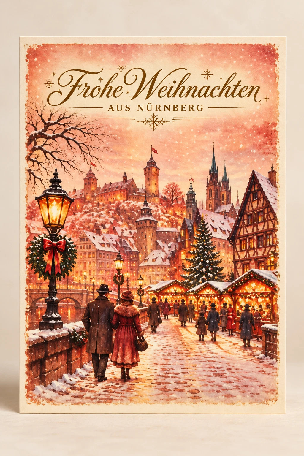 Weihnachtskarte Nürnberg Weihnachtsmarkt – Nostalgisches Wintermotiv