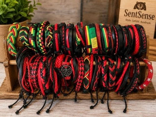 3er Set Lederarmbänder PU Leder – Verschiedene Designs – 7 cm – Schnürverschluss