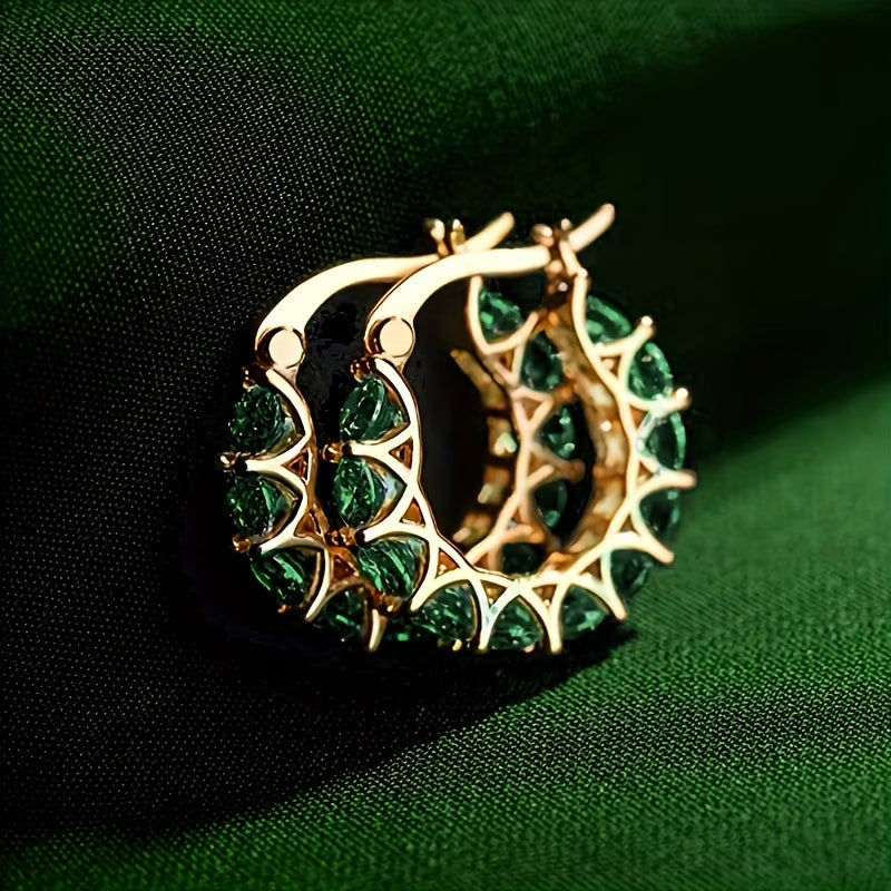 Elegante Gold-Creolen mit grünen Zirkonia – 18K vergoldet