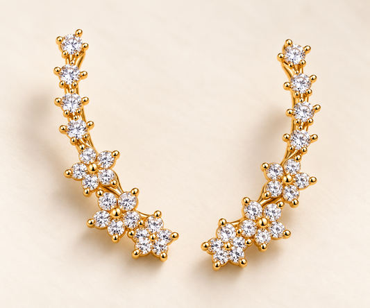 Elegante Ear Climber Ohrringe Gold – 18k vergoldet mit funkelnden Zirkonia