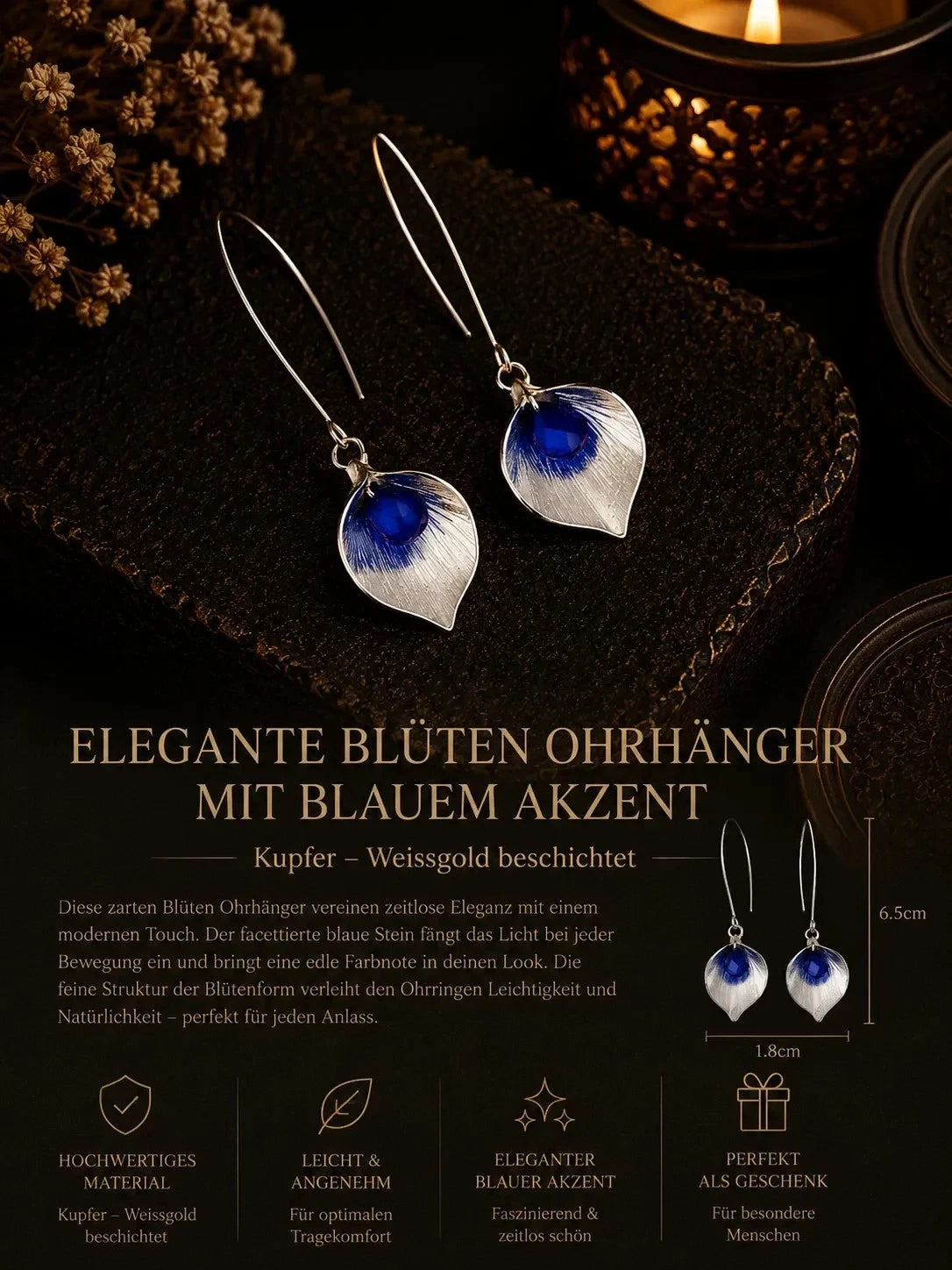 Elegante Ohrringe – Weißgoldbeschichtet