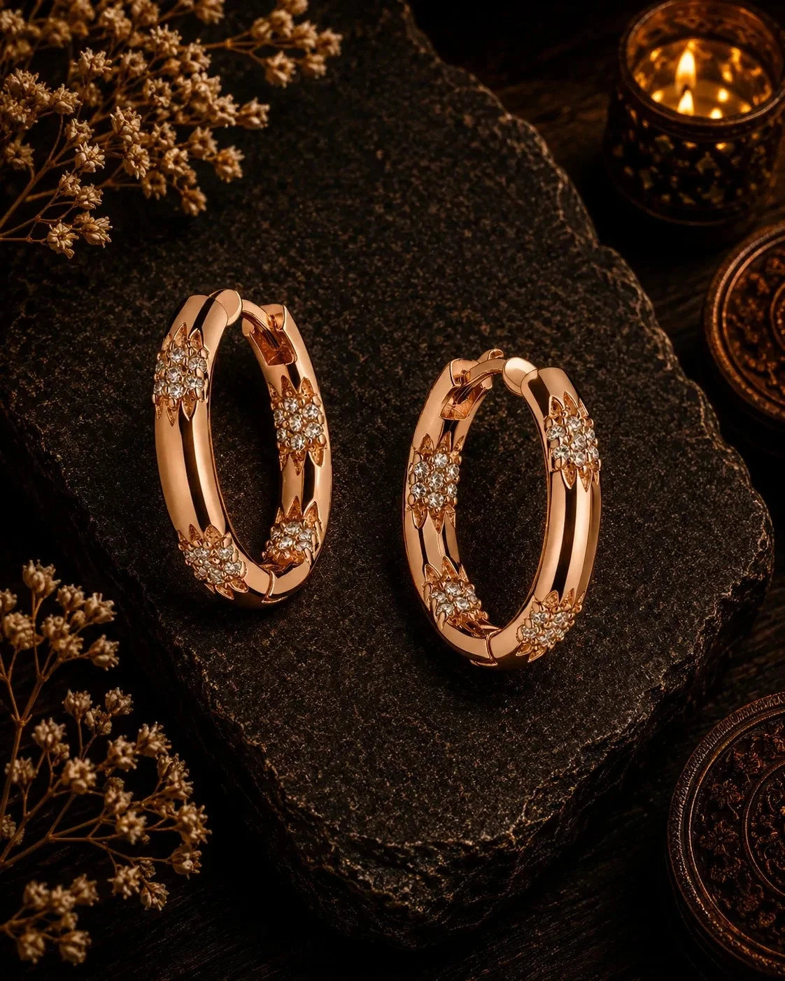 Elegante Ohrringe – Rosévergoldet mit Zirkonia 27mm
