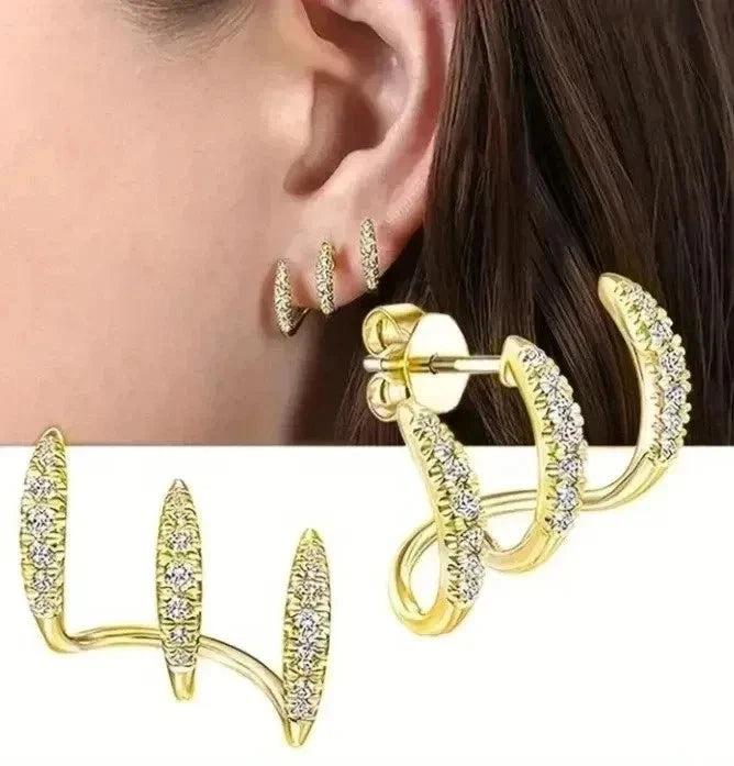Ear Cuff Ohrringe 18K vergoldet – Zirkonia – 2 cm Damen Ohrstecker