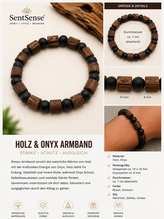 Elegantes Holzarmband – Zylindrische Holzperlen | Natürlich • Zeitlos • Unisex