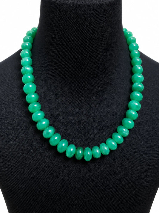 Grüner Onyx Halskette 889 ct – 14 x 16 mm Edelsteinperlen – 50,8 cm