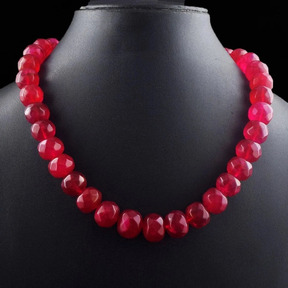 Rubin Halskette Rot 600 ct – 11 x 14 mm Edelsteinperlen – 45,7 cm