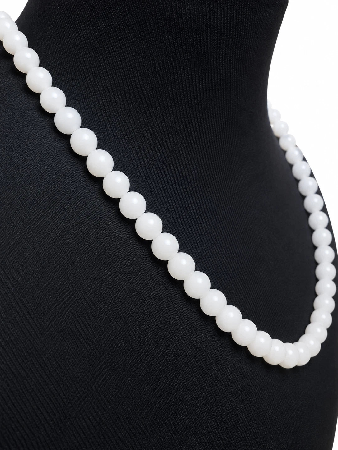 Weiße Achat Halskette 158 ct – 8–10 mm Edelsteinperlen – 50,8 cm (milchig)