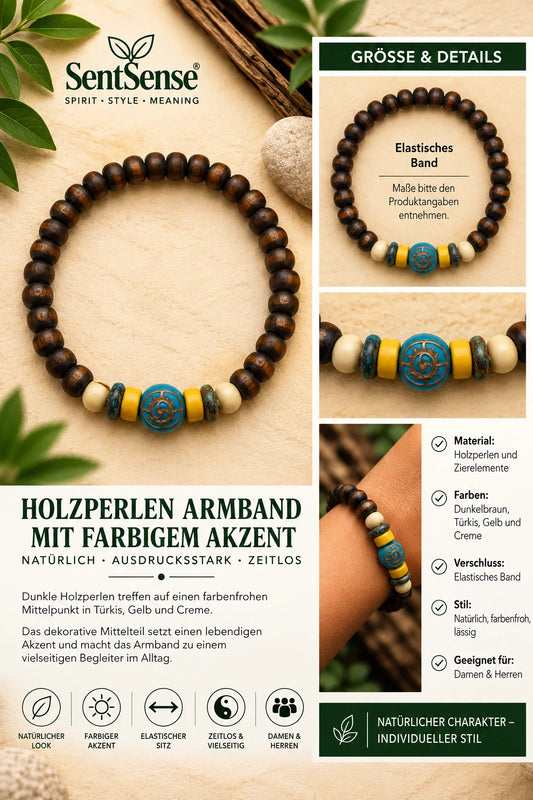 Elegantes Holzarmband – Zylindrische Holzperlen | Natürlich • Zeitlos • Unisex