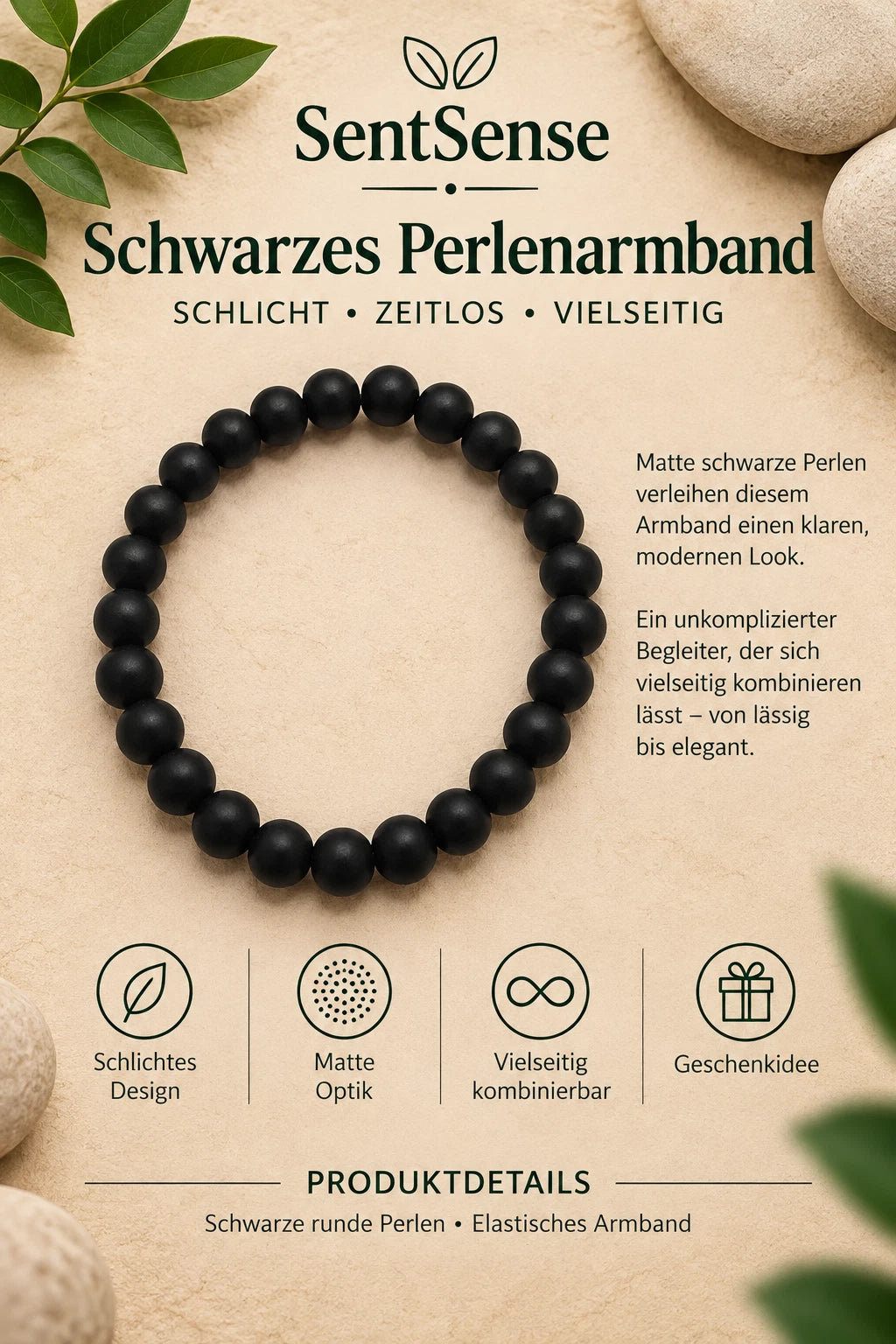Elegantes Holzarmband – Zylindrische Holzperlen | Natürlich • Zeitlos • Unisex