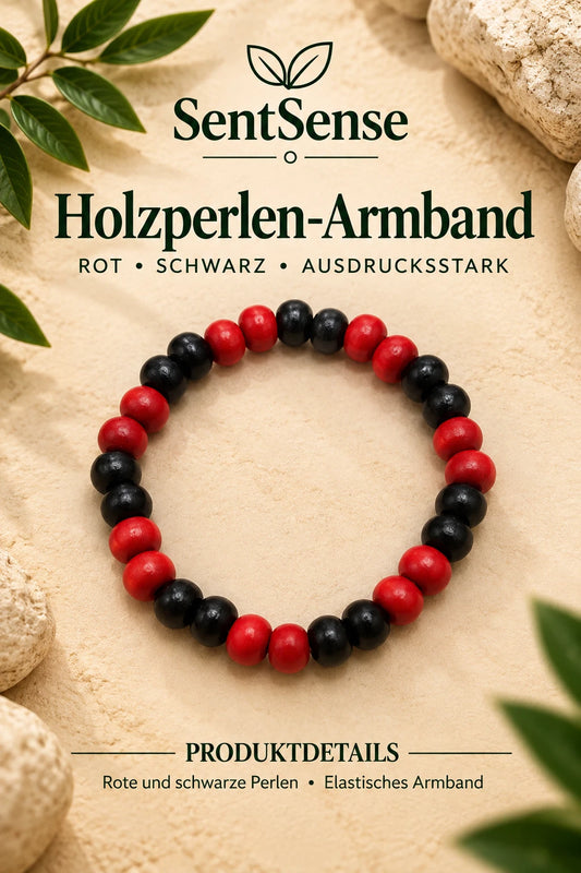 Elegantes Holzarmband – Zylindrische Holzperlen | Natürlich • Zeitlos • Unisex