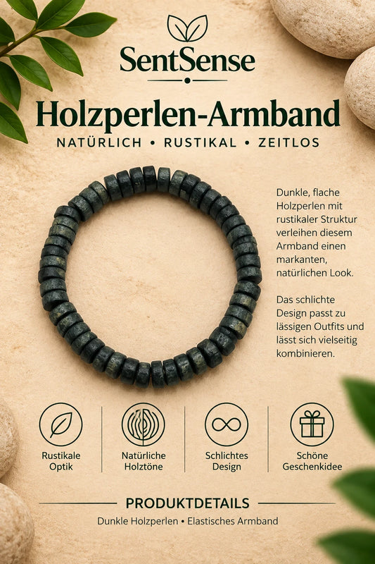 Elegantes Holzarmband – Zylindrische Holzperlen | Natürlich • Zeitlos • Unisex