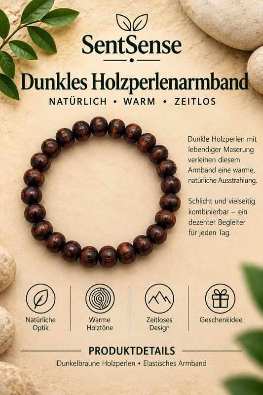 Elegantes Holzarmband – Zylindrische Holzperlen | Natürlich • Zeitlos • Unisex