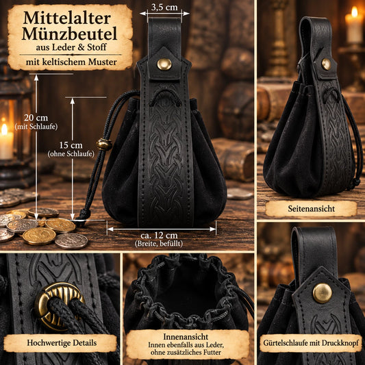 Mittelalterlicher Münzbeutel – rustikaler Look mit keltischer Verzierung
