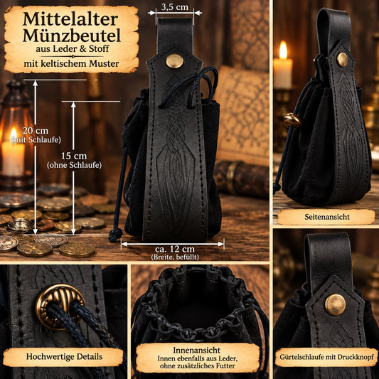 Mittelalterlicher Münzbeutel – rustikaler Look mit keltischer Verzierung