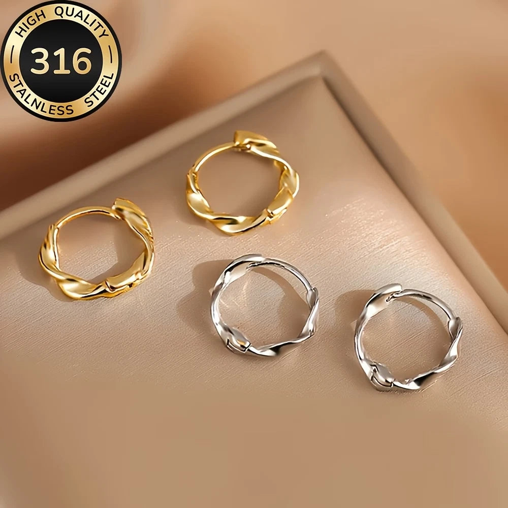Elegante Ohrringe – 18 Karat vergoldet - Creolen + 1 Paar Silber