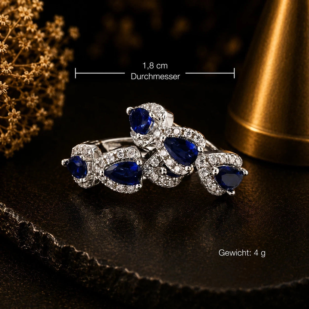 Damen Creolen Königsblau Zirkonia Weißgold Beschichtet Schmuck
