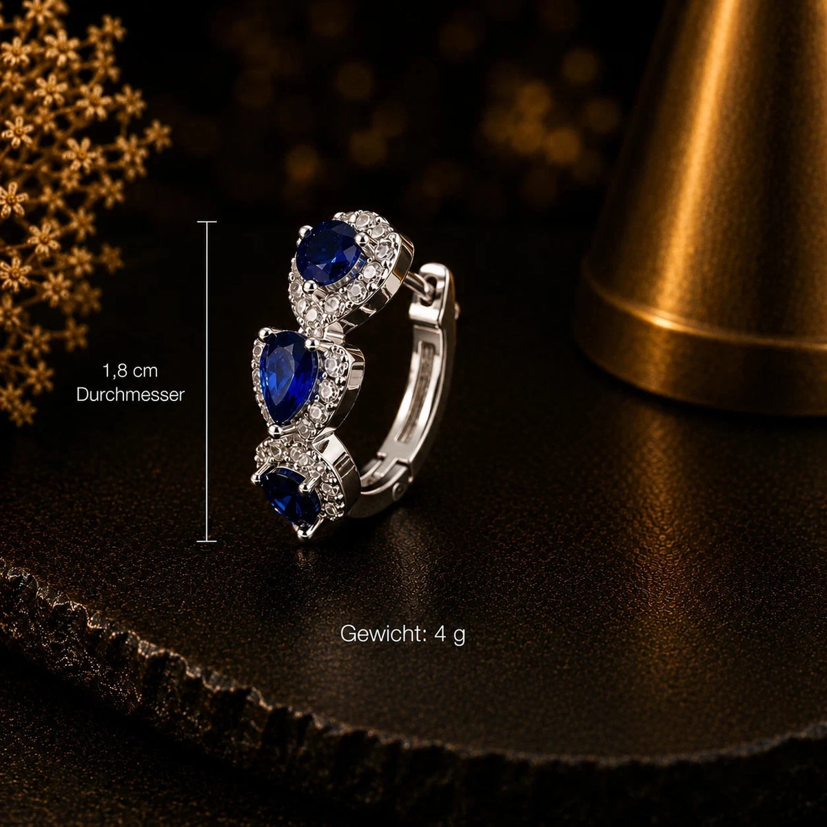Damen Creolen Königsblau Zirkonia Weißgold Beschichtet Schmuck