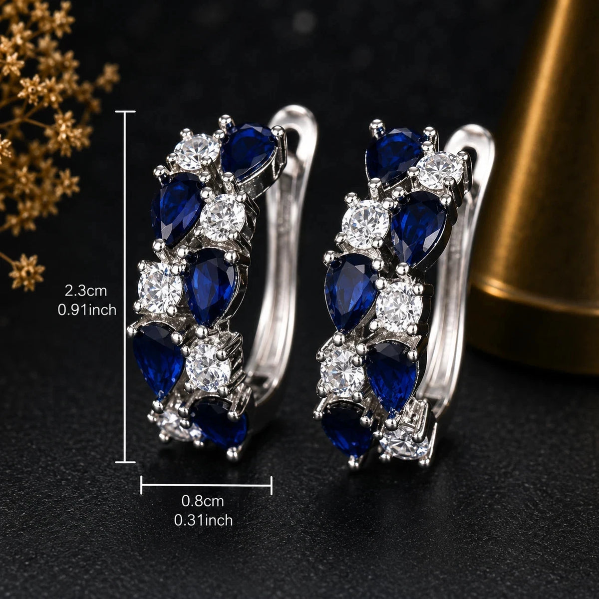 Damen Creolen Königsblau Zirkonia Weißgold Beschichtet Schmuck