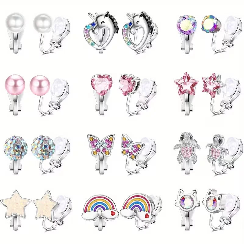 Bunte Kinder-Clipohrringe – Niedliche Motive ohne Ohrlöcher