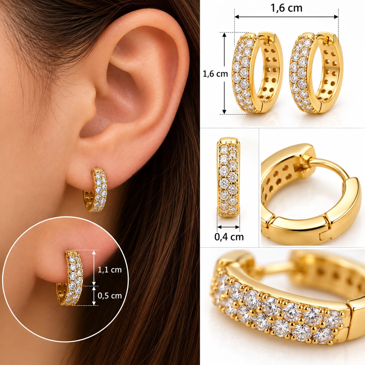 Elegante Creolen – 18 Karat vergoldet mit funkelnden Zirkonia