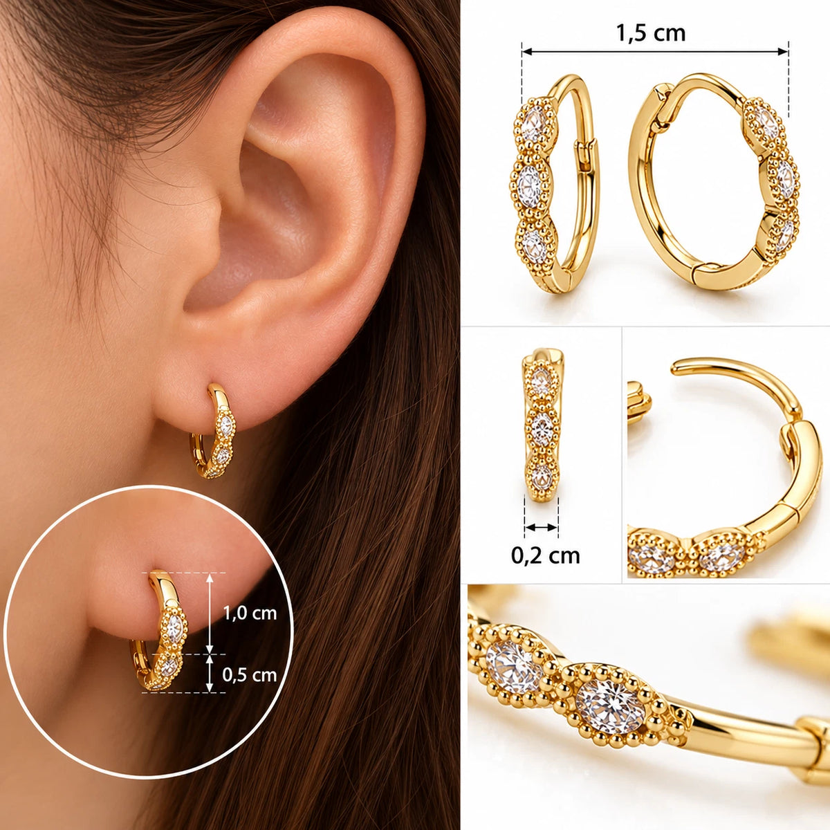 Elegante Creolen – 18 Karat vergoldet mit funkelnden Zirkonia