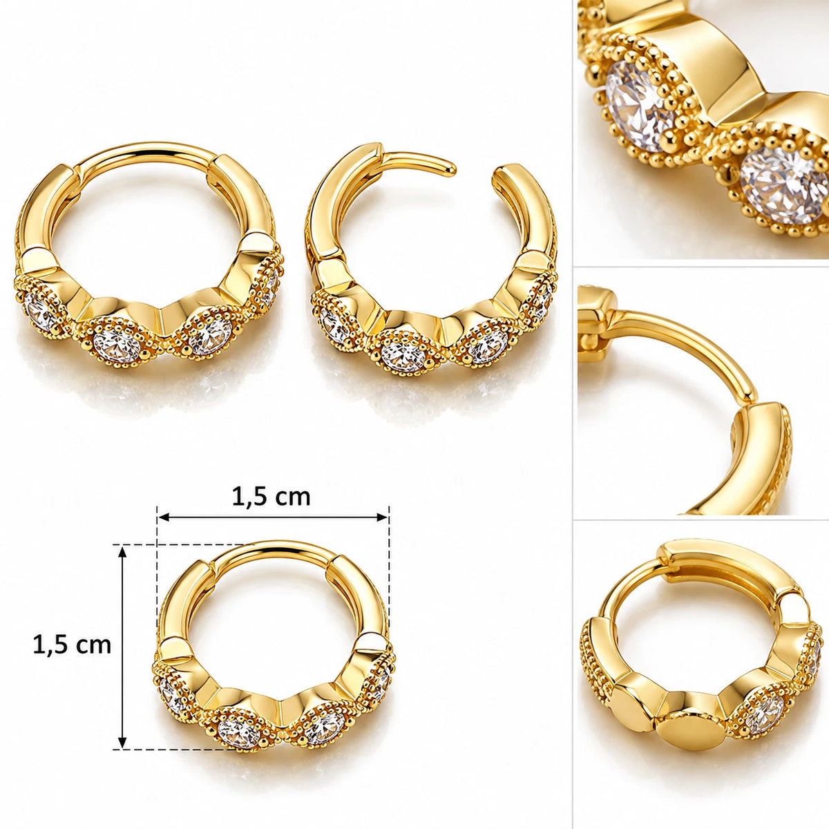 Elegante Creolen – 18 Karat vergoldet mit funkelnden Zirkonia