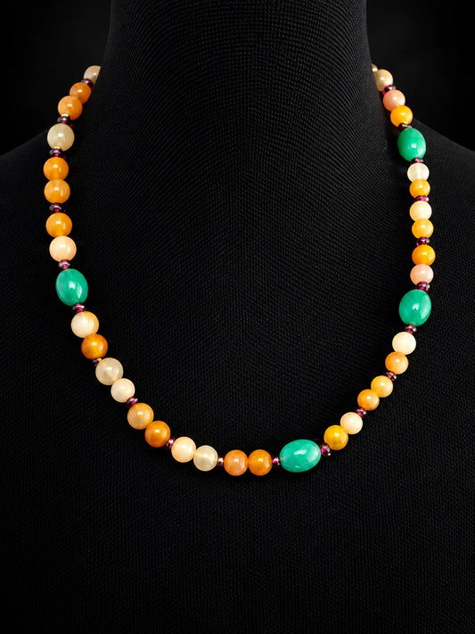 Aventurin & Carneol Edelstein Kette – 50 cm – 6 mm Perlen – 142 ct
