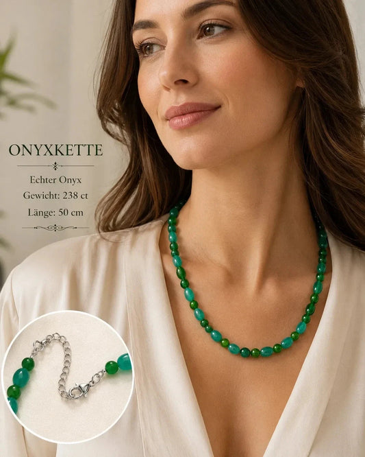 Edle Onyxkette aus echtem Onyx – 50 cm | 238 ct