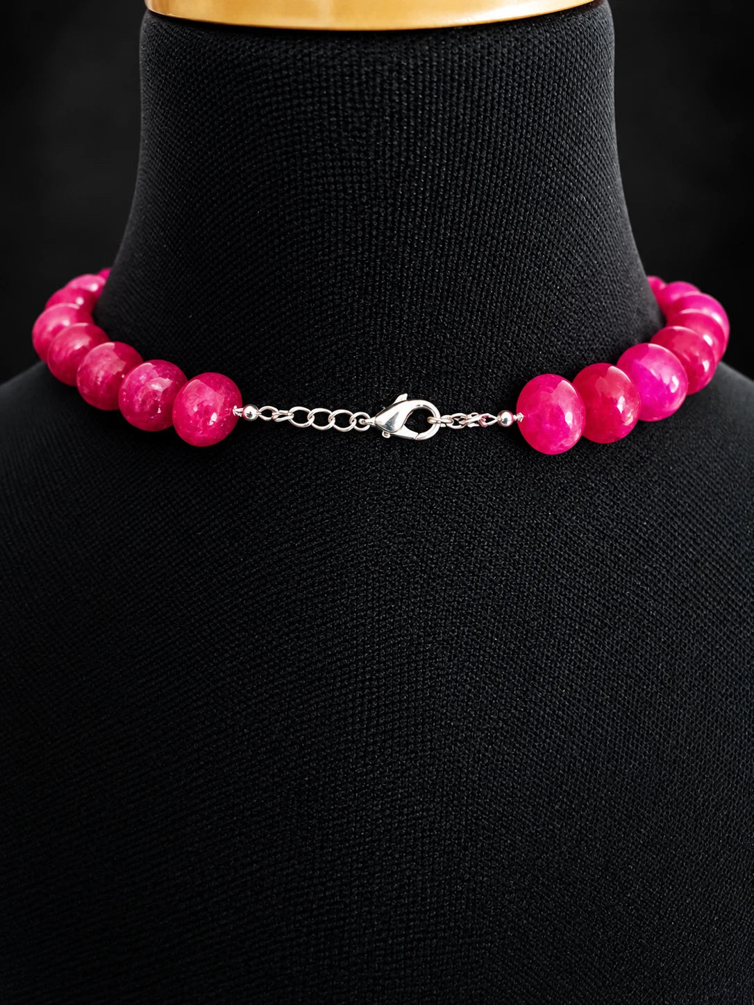 Pink Onyx Edelstein Kette 52 cm – 14 mm Perlen – 600 ct – Statement Schmuck