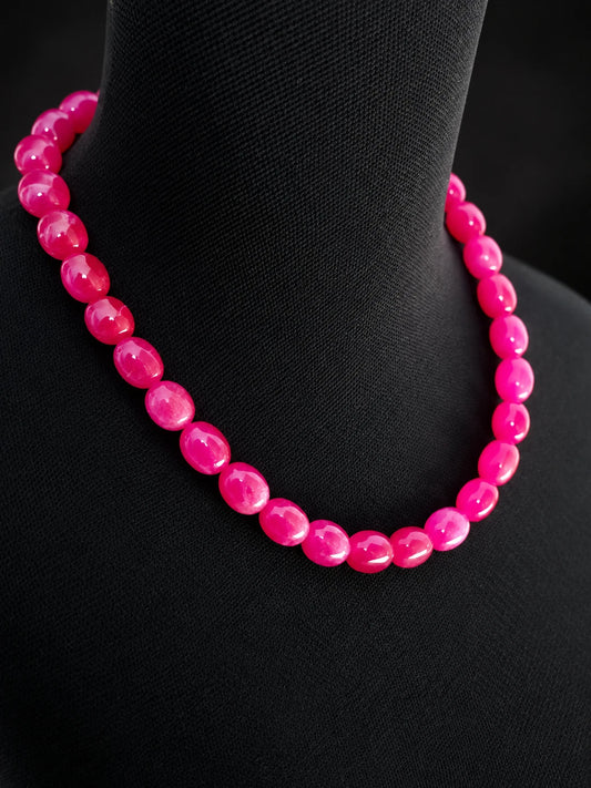 Pink Onyx Kette – 54 cm | ca. 12 mm Perlen | 500 ct