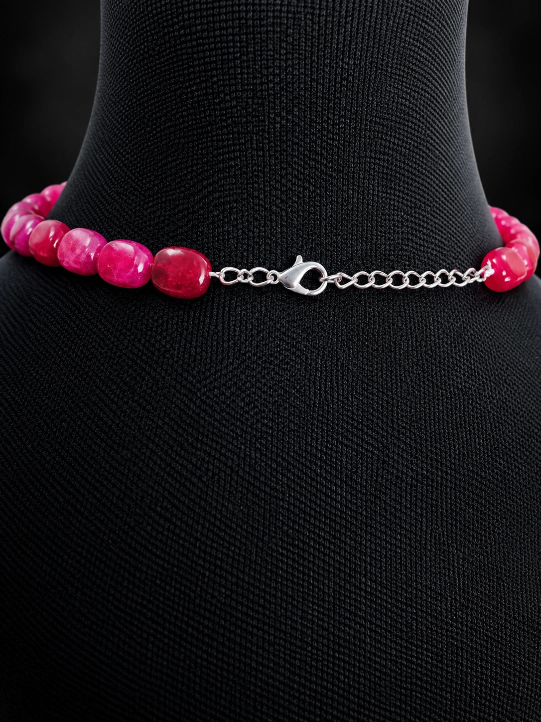 Pink Onyx Kette 54 cm – 10 mm flache Perlen – 240 ct – Edelsteinschmuck