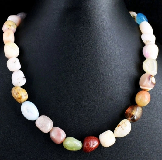 Pink Australian Opal Edelstein-Halskette 479 ct – Opal, Onyx, Amethyst & Agate