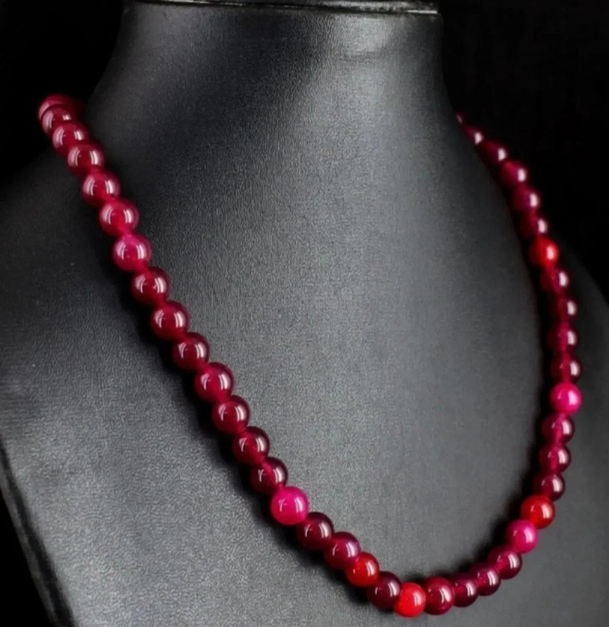Rubin Edelstein Kette 285 ct 8 mm 56 cm Halskette Rot Pink Color Enhanced