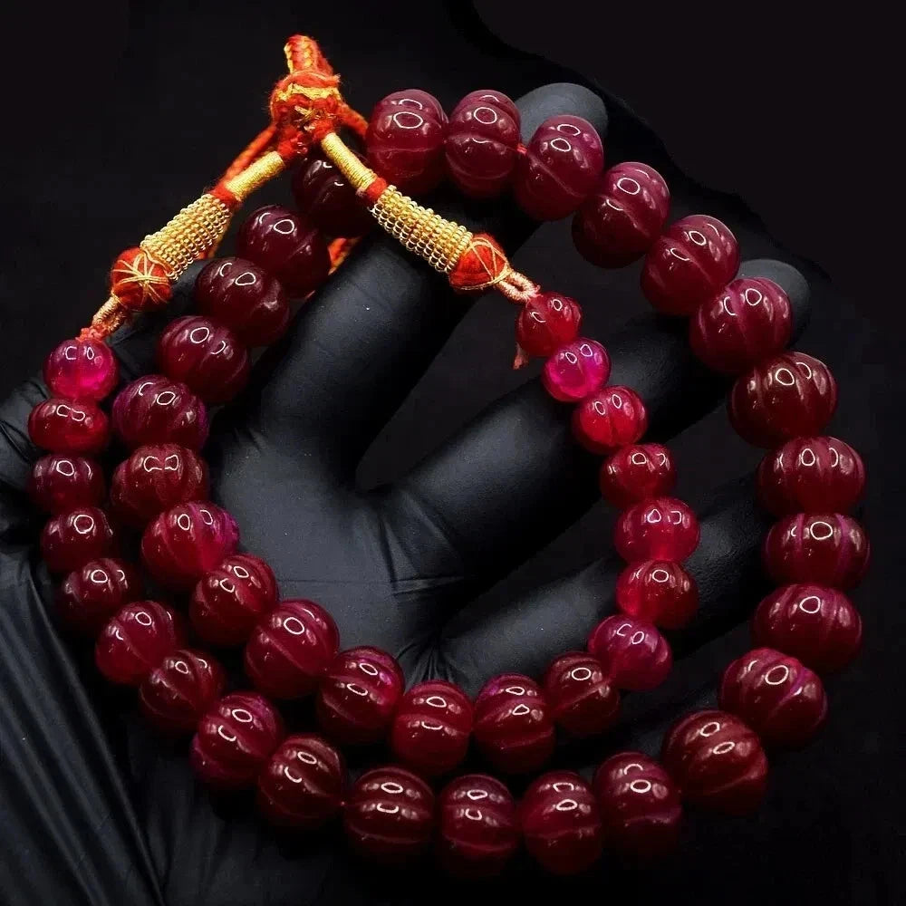 Pink Ruby Echtsteinkette – 523 ct Halskette Rot Pink Color Kürbisschliff