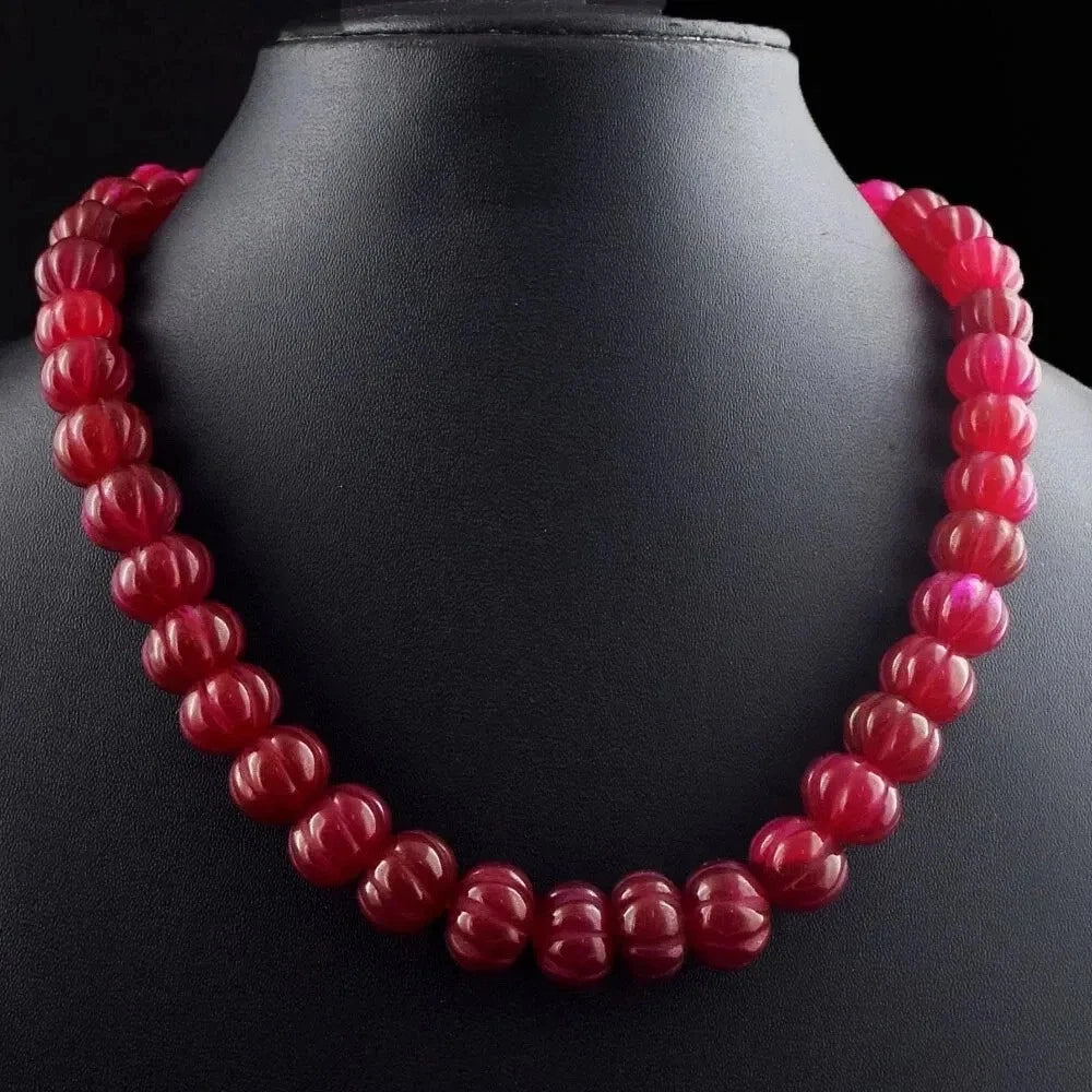 Pink Ruby Echtsteinkette – 523 ct Halskette Rot Pink Color Kürbisschliff