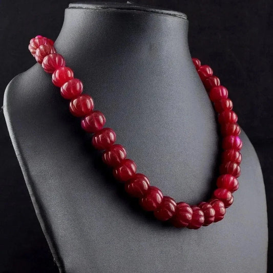 Pink Ruby Echtsteinkette – 523 ct Halskette Rot Pink Color Kürbisschliff